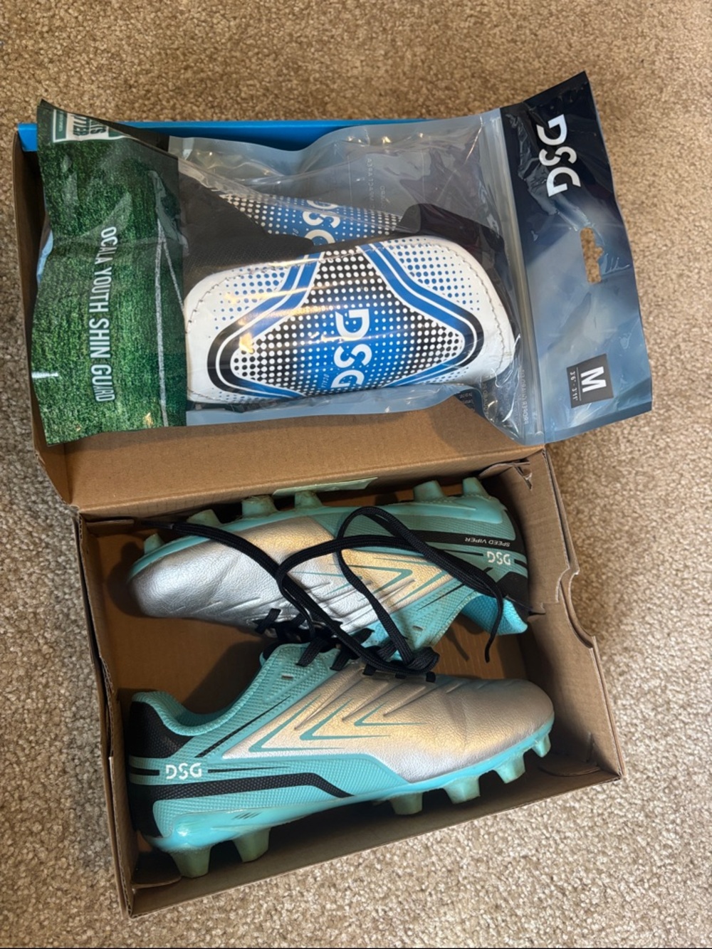 DSG Kids Soccer Cleats with Shin Guards